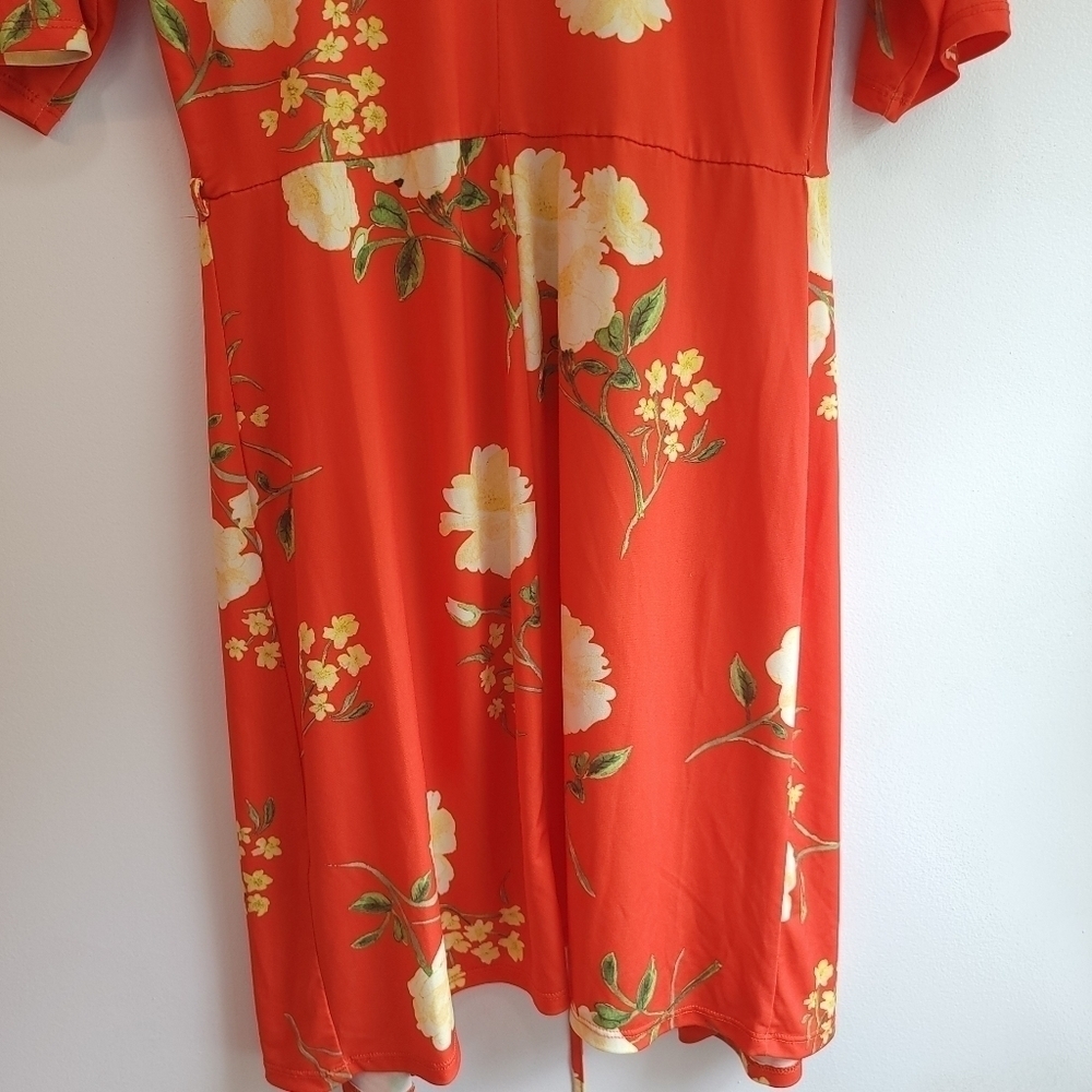 ASOS Orange Floral Short Sleeve Kimono /Robe Size 6 - Picture 6 of 8